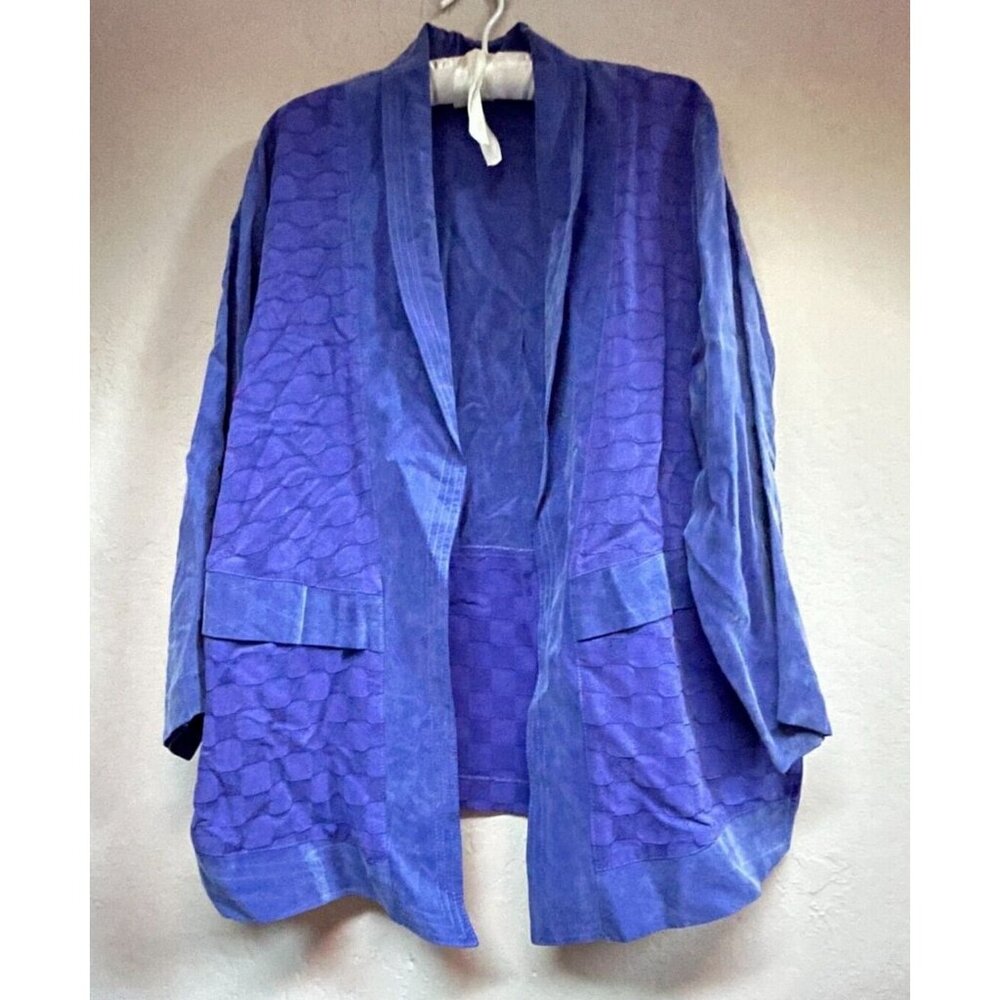 IC Collections Womens Medium Silk Open Front Cardigan Jacket Purple Lightweight